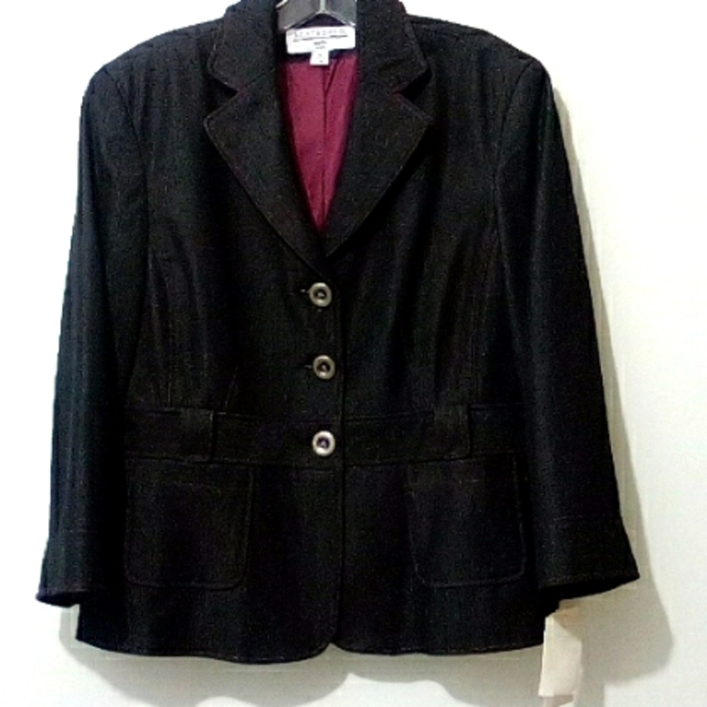 Sharagano black pink Contrast Stitch blazer